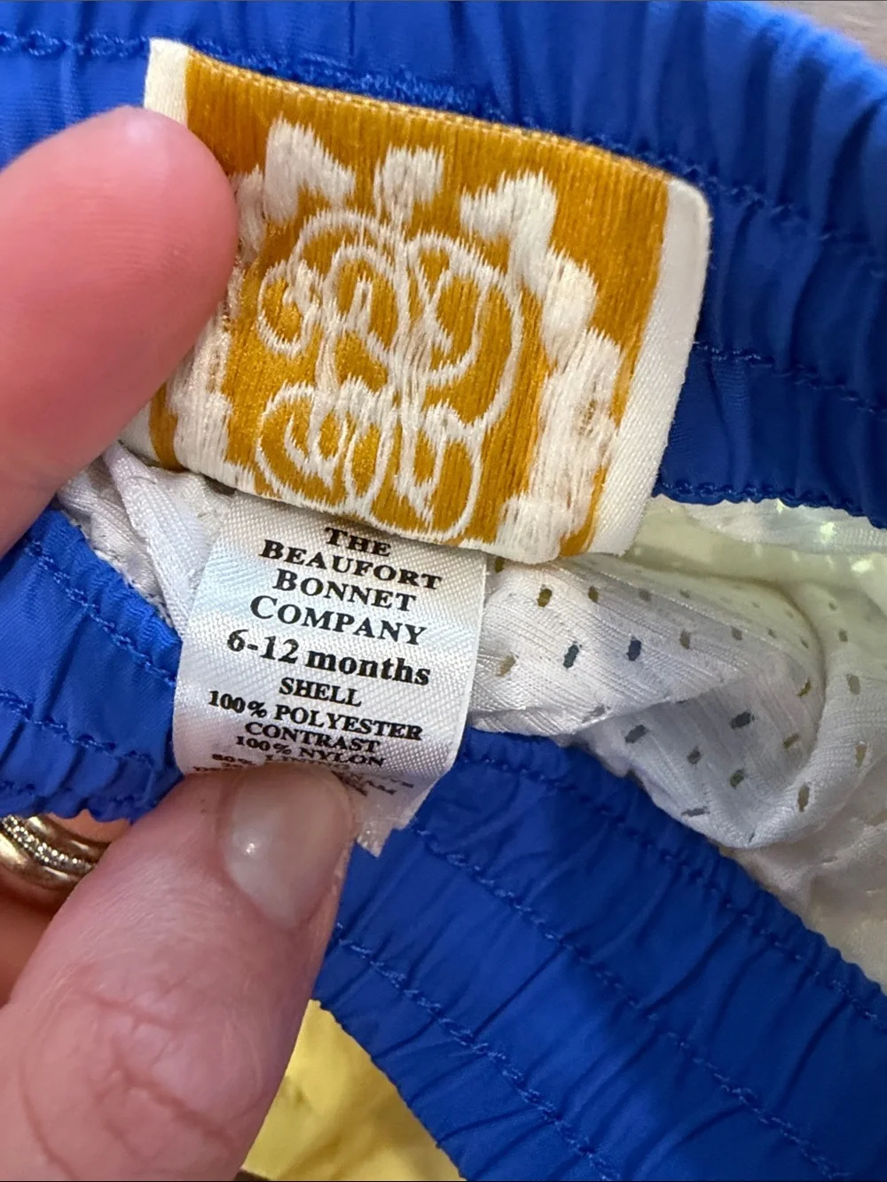 Beaufort Bonnet Company Yellow Sailboat Swim Shorts Size 6-12 Months - C52-023